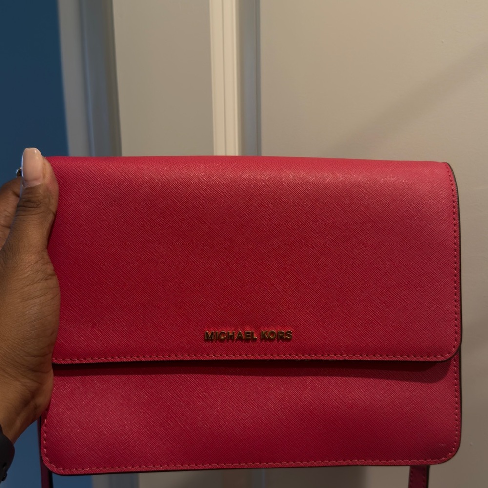 Michael Kors Red Leather Crossbody Bag